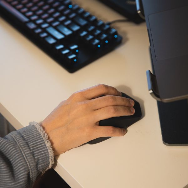 person using computer mouse